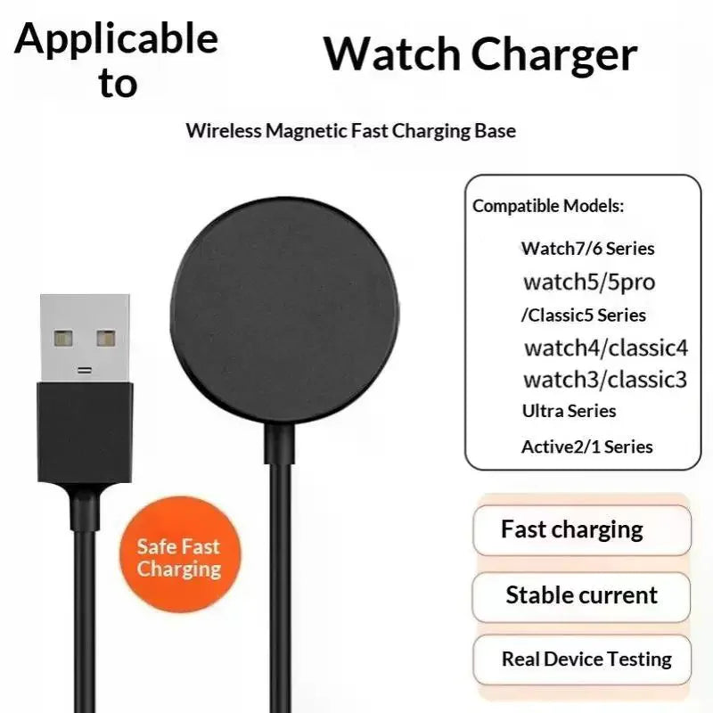 Portable Magnetic Wireless Smart Watch Charger Dock – USB-C Fast Charging for Travel & Home