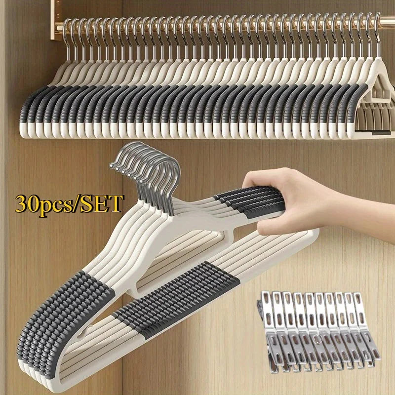 Velvet Clothes Hangers Set with Clips – 30 Pieces