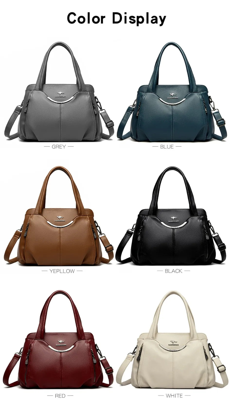 Genuine Leather Luxury Tote Crossbody Shoulder Bag – Large Casual Handbag for Women