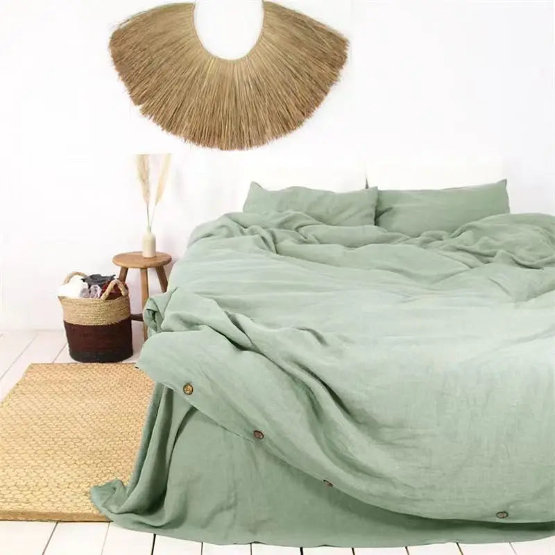 100% French Linen Duvet Cover – Natural Soft Quilt Cover, Queen & King, Breathable Bedding