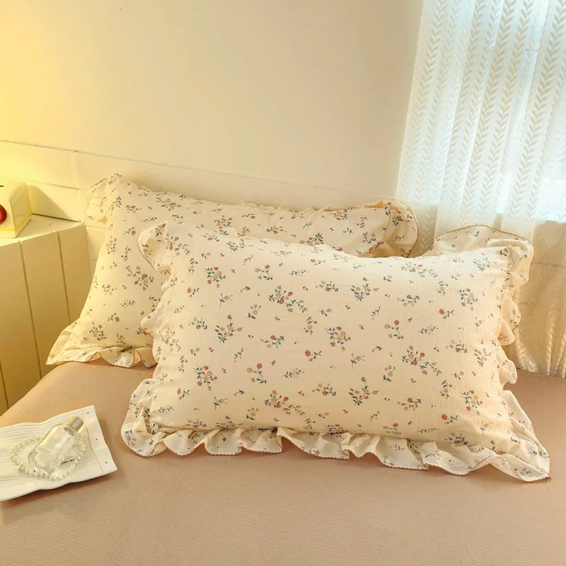 Lace Ruffle Duvet Cover – Printed Floral Comforter Cover for Adults & Kids, Single to King