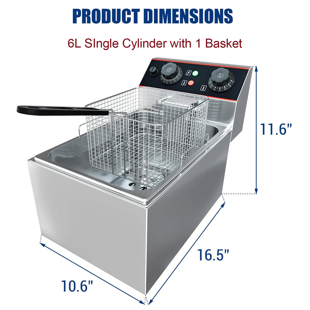 Commercial Electric Deep Fryer with Baskets – Stainless Steel Adjustable Temperature for Home & Restaurant