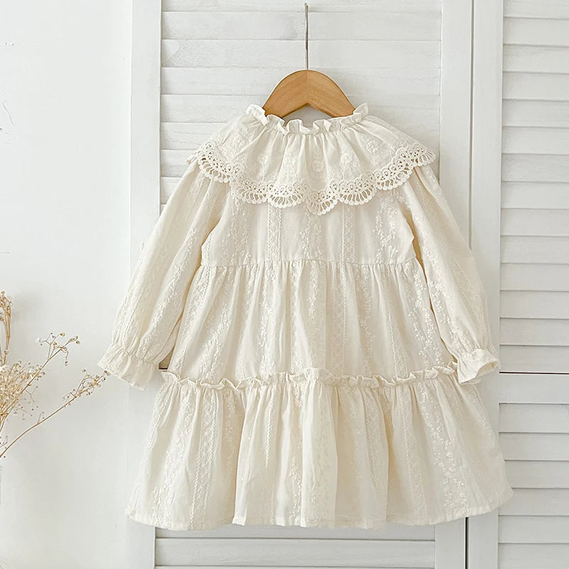 Ruffle Trim Lace Collar Baby Girls Dress — Sweet Princess Party Dress