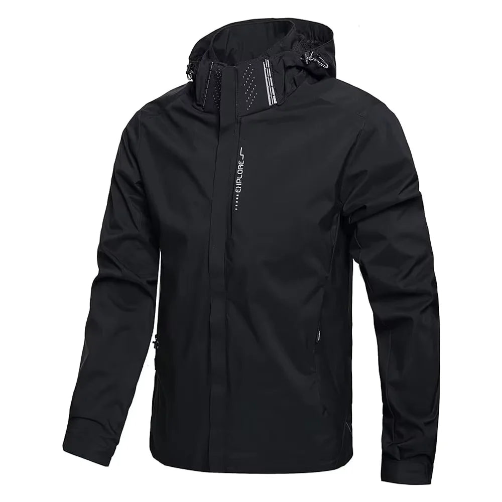 Men's Lightweight Waterproof Hooded Rain Jacket — Packable Outdoor Shell