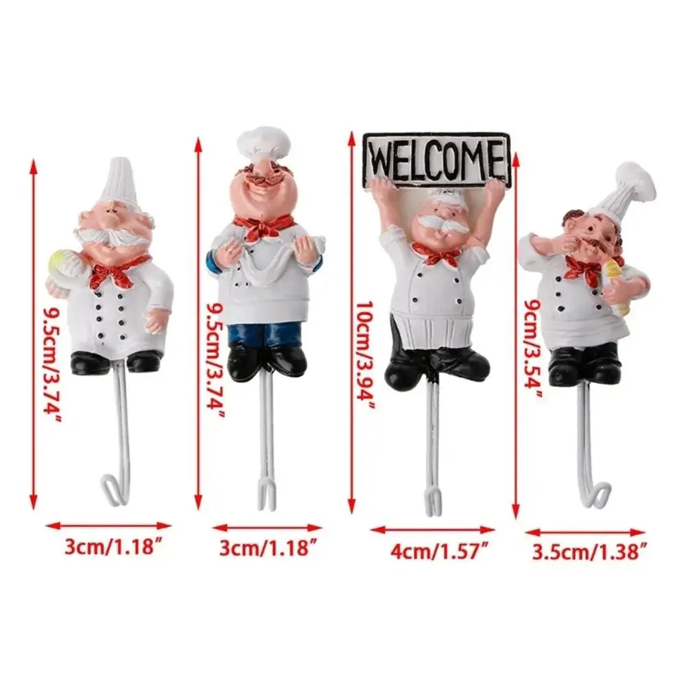 Chef Cartoon Wall Hook – Self-Adhesive Kitchen Utensil Hanger for Towels, Tools & More