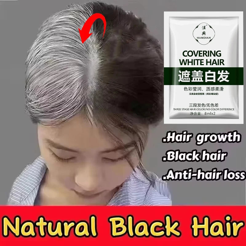 Herbal Anti-grey Treatment Hair Dye Shampoo White To Black Permanent Repair Natural Color Nourish Scalp Hair Care Products