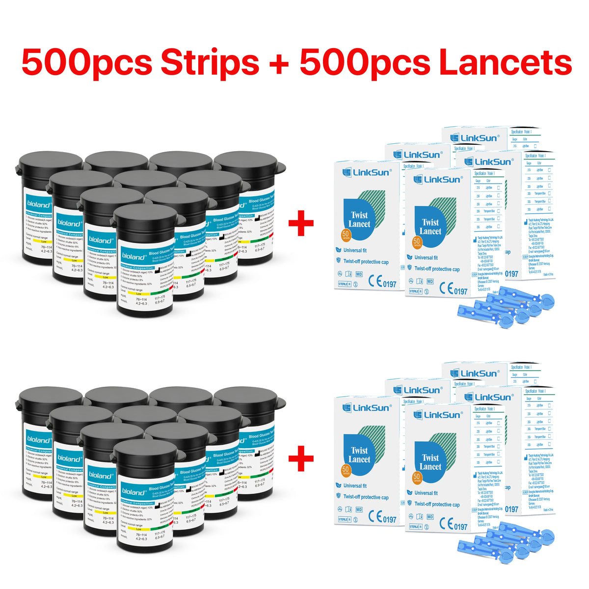 Linksun Blood Glucose Test Strips & Lancets – Compatible with G-425-2, G-427B & G-425-3 Glucometers (50/100/200/300/500 pcs)