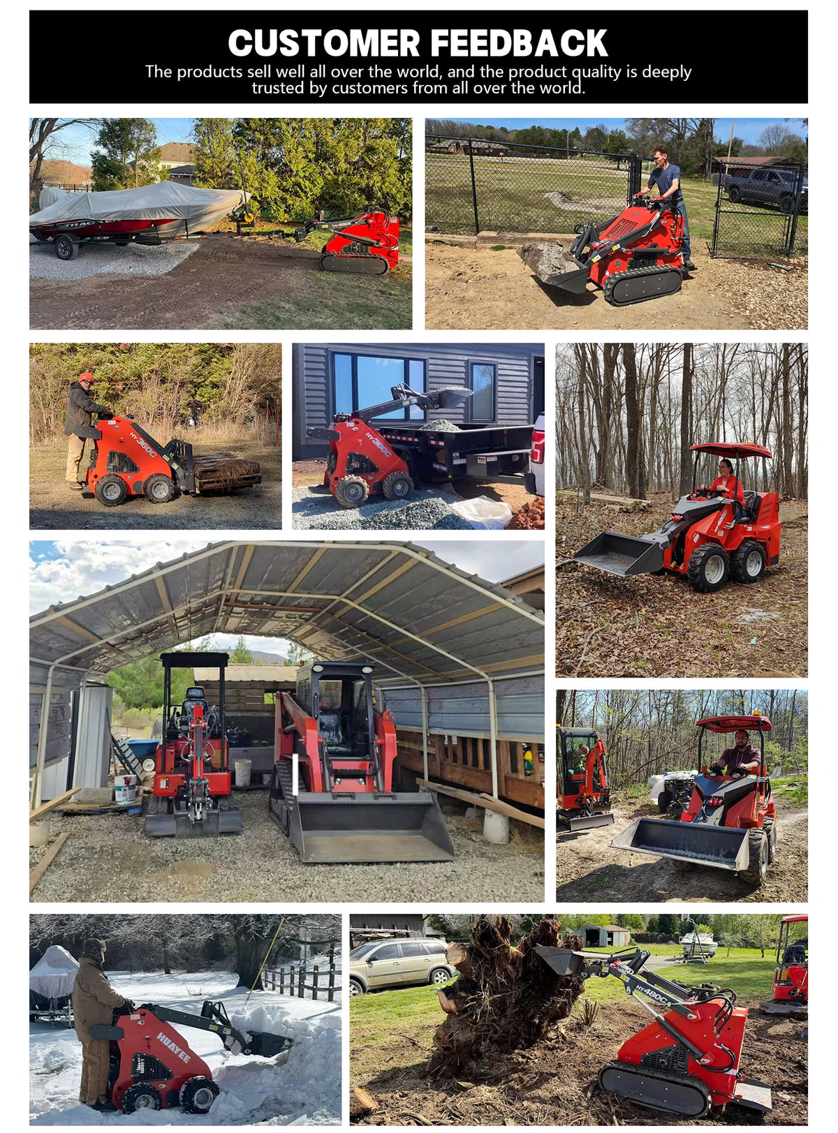 Huayee Kubota Compact Wheel Loader – 14HP Multifunctional Skid Steer for Construction & Home