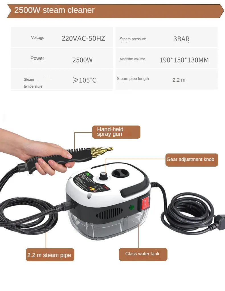 Steam Cleaner – High Temperature Sterilization for AC, Kitchen Hood & Car (110V US / 220V EU)