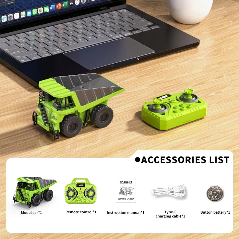 1:64 Mini RC Crane & Forklift 2-in-1 – Bluetooth Alloy Toy Car with Trailer