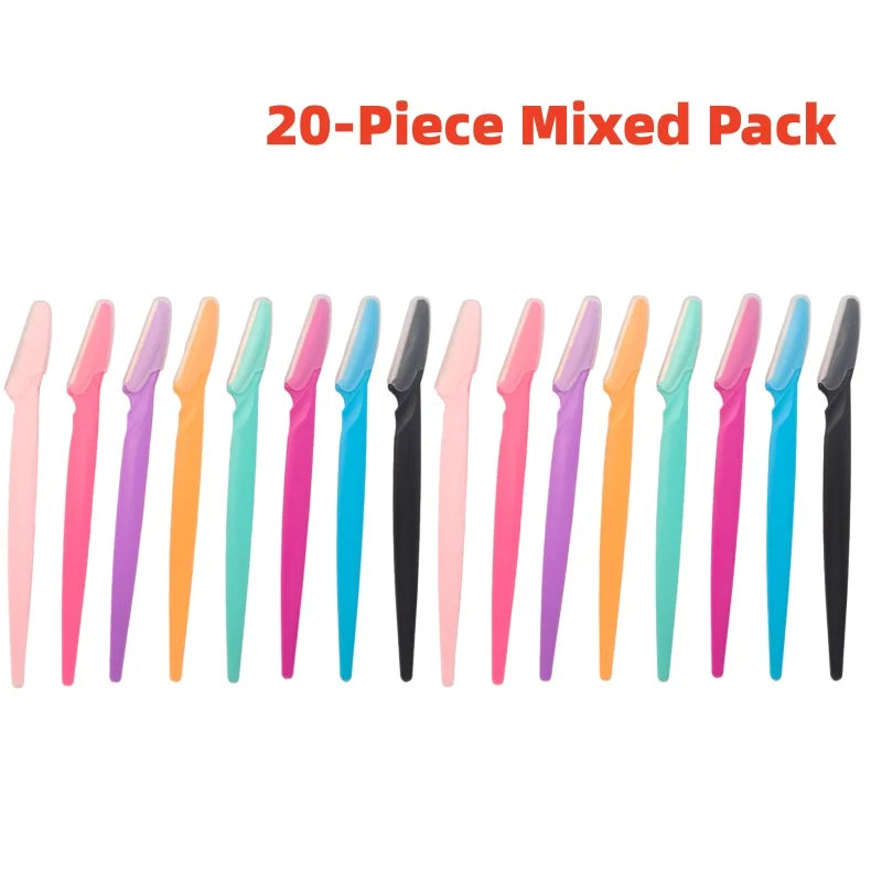 10-Piece Mixed Stainless Steel Matte Eyebrow Razors: Candy-Colored, Safety-Type with Straight Handle