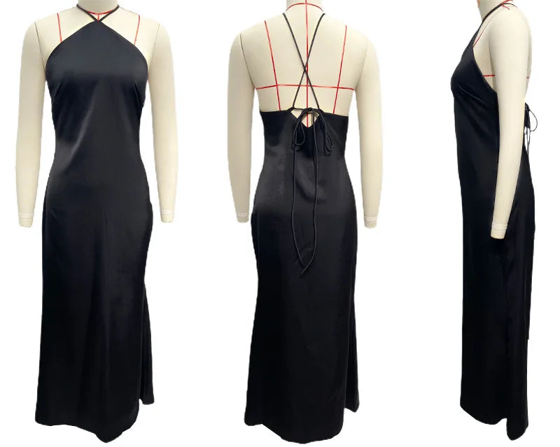 Sleeveless Backless Slim Maxi Party Dress — Sexy Solid Temperament Formal Dress