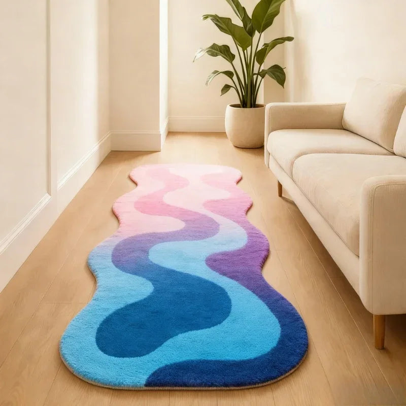 VIKAMA Gradient Wave Rug – Non-Slip Bedroom & Living Room Mat