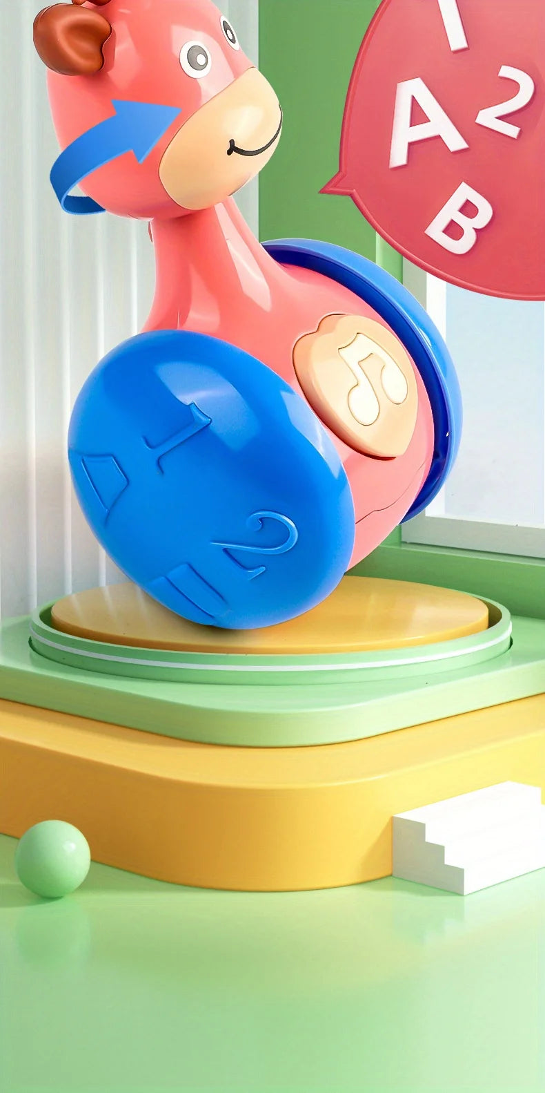 SONGYI Roly Poly Deer Tumbler Toy for Babies 6–12 Months – Wobbler Sensory Toy for Infants & Toddlers