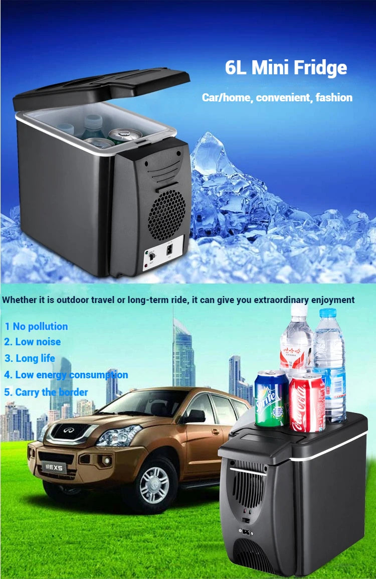 6L & 8L Small Car Refrigerator — 12V/24V Portable Fridge for Home & Camping, Cool & Frozen Drinks for Car & Truck