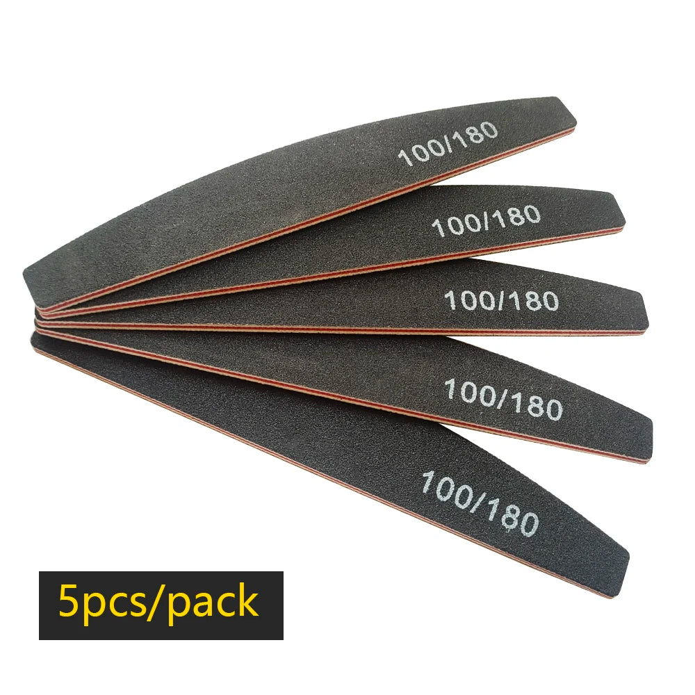 Nail File Buffer 100/180 Grit – Double-Sided Half Moon Sandpaper Nail Sanding & Manicure Tool