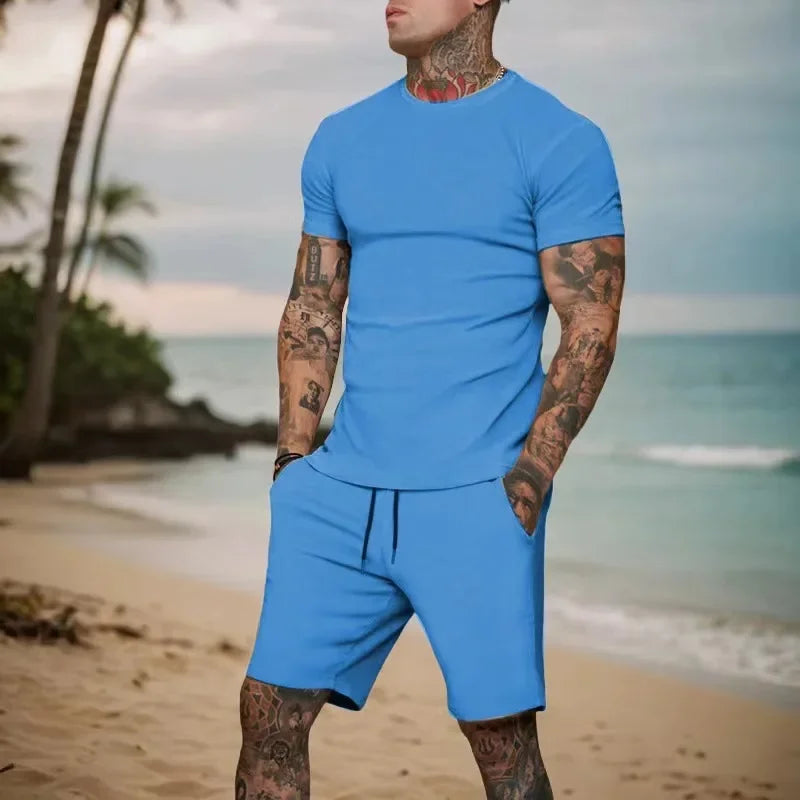 Men's Breathable T-Shirt & Shorts Casual Summer Sport Set – Fashionable Outdoor 2-Piece
