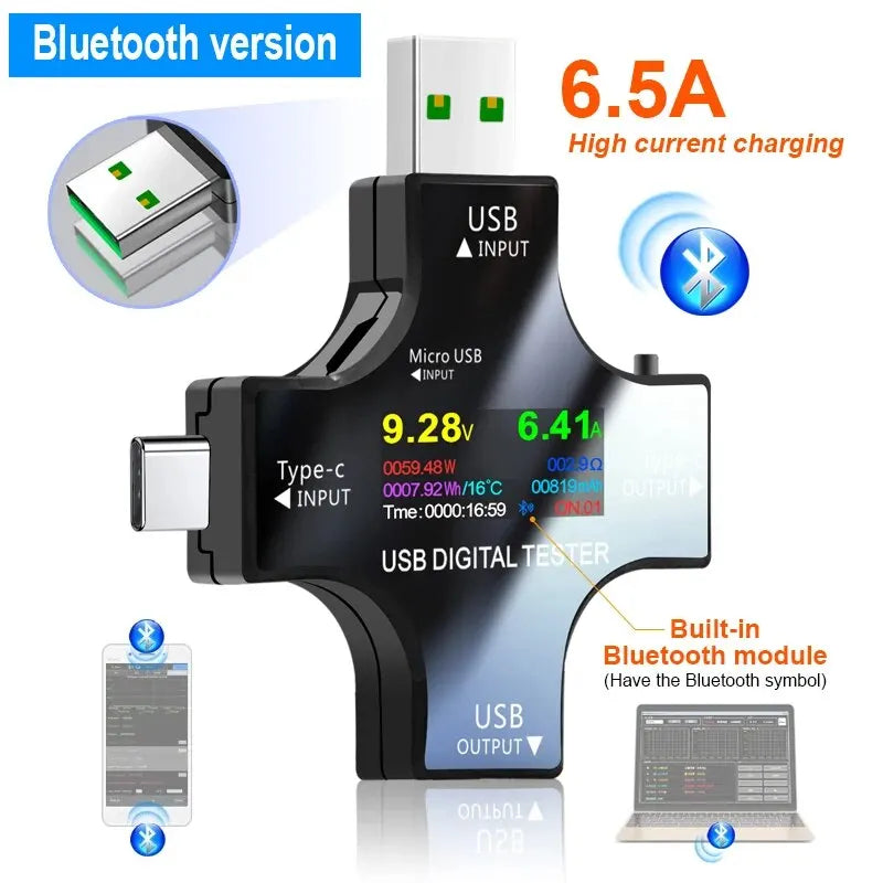 USB Tester Type-C PD Digital Capacity Meter — Voltage, Current & Power Measurement
