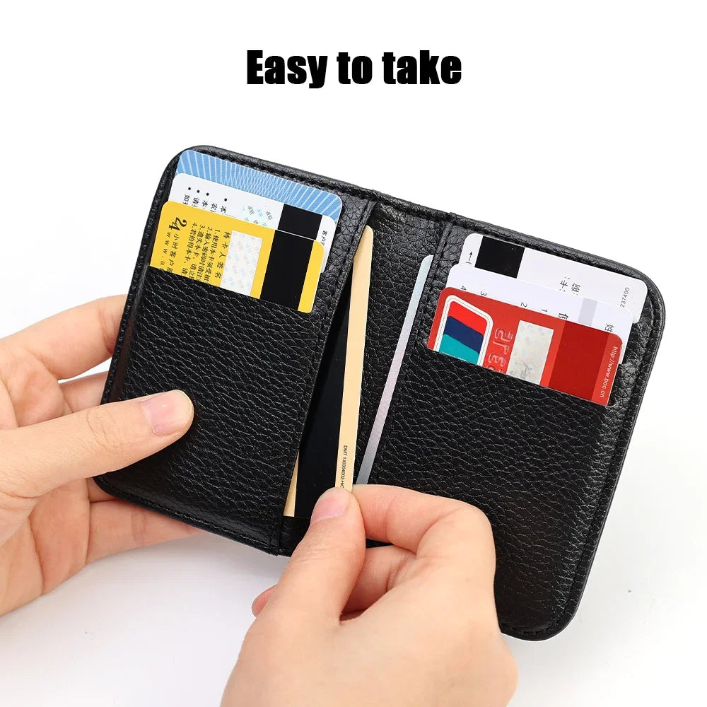 Super Slim PU Leather Card Wallet – Portable Mini Credit Card Holder for Men & Women