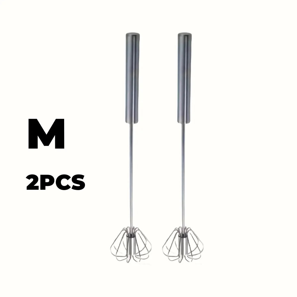 Whisk Faster. Bake Better. — Stainless Steel Semi-Automatic Egg Beater | S/M/L Sizes, Hand Push Mixer, Milk Frother, Kitchen Baking Tool