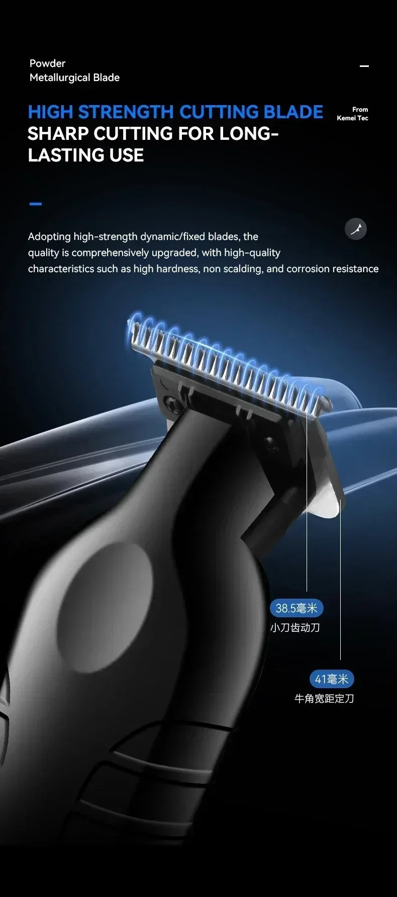 Kemei Professional Hair Clipper & Beard Trimmer – LCD Display, Wet/Dry, USB Fast Charge