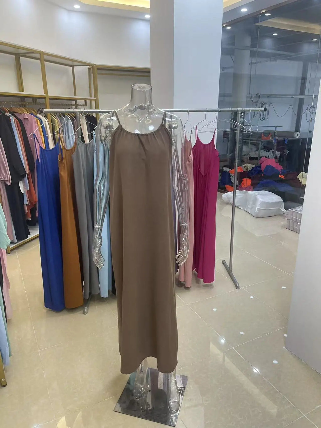 Women's Strapless Backless Loose Maxi Dress – Comfortable Sleepwear & Casual Home Dress