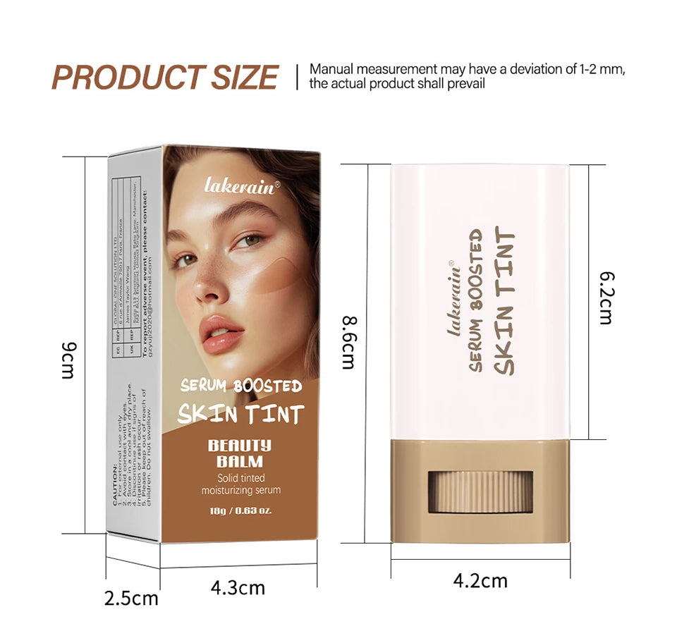Skin Tint Foundation Stick — Waterproof Nourishing Tinted Serum Contour Balm