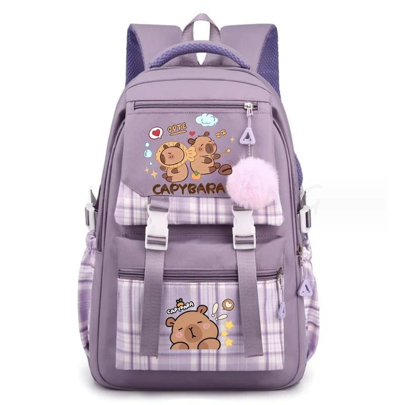 Capybara Print Women's Laptop Backpack – Large Capacity School Bag