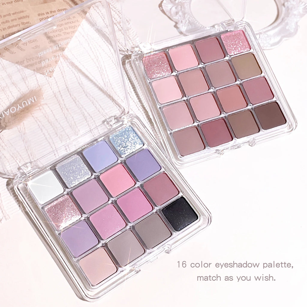 16-Color Earth Tone Eyeshadow Palette — Pearl & Matte Shimmer