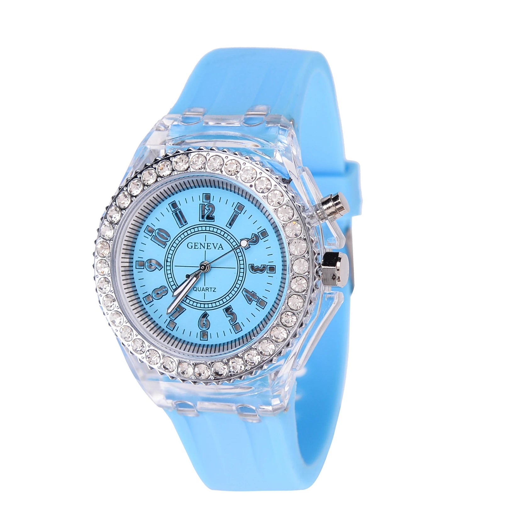 LED Luminous Flash Rhinestone Watch | Kids Men Women Silicone Fashion Wristwatch
