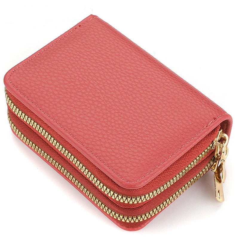 Women's Double Zipper Short Wallet – Fashion Credit Card Holder with Large Capacity Coin Purse