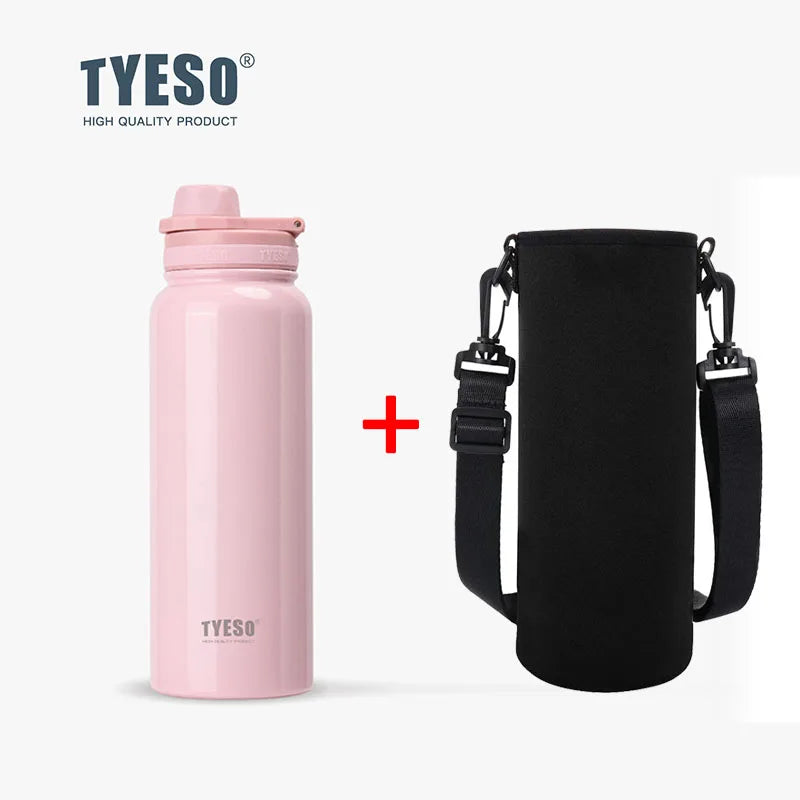 TYESO 304 SS Vacuum Thermos Bottle – Wide Mouth, Leakproof, 6–12Hr, 600–1200ml, 10+ Colors, Optional Cup Bag