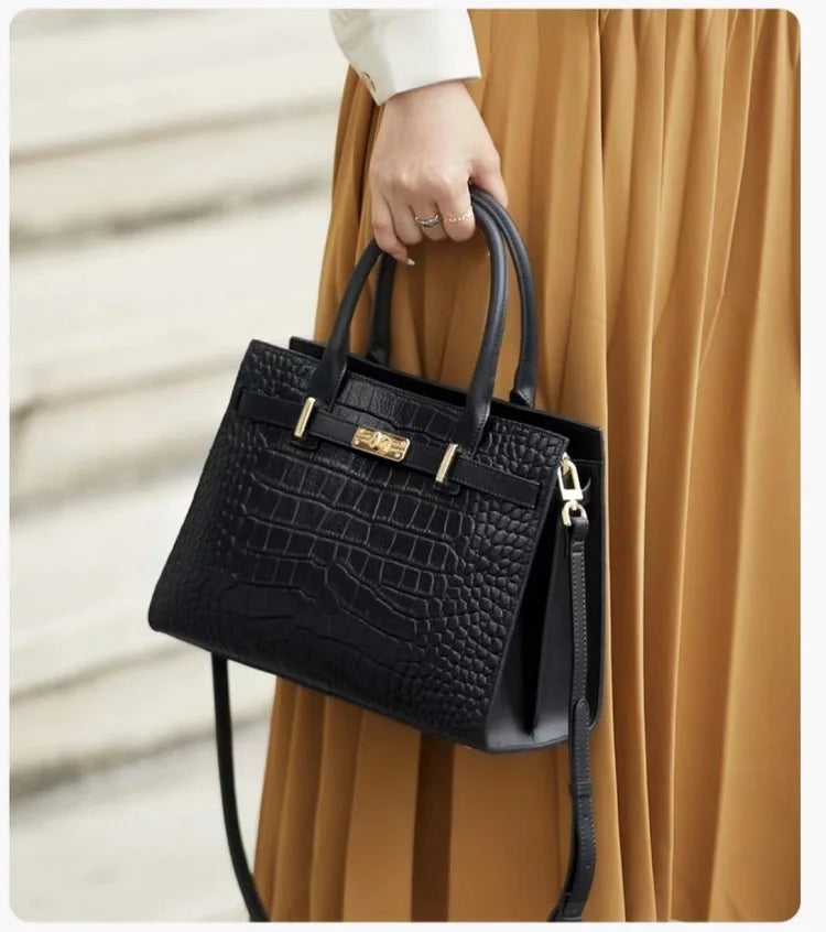 Genuine Cow Leather Tote Shoulder Bag – Handmade Luxury Handbag for Women