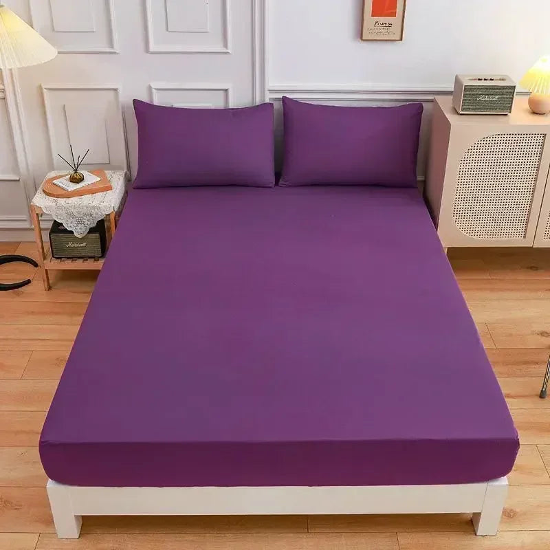 High-Quality Elastic Fitted Sheet – Solid Color Mattress Cover, 80–200cm, Single to King