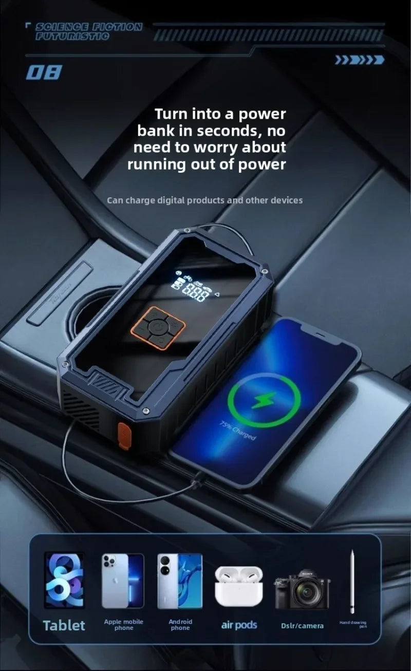 12V Car Jump Starter – USB Charging & LED Light