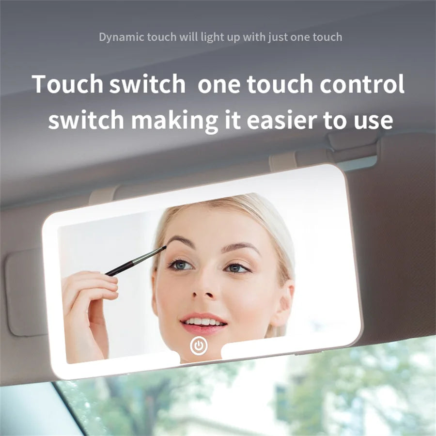 LED Car Sun Visor Vanity Mirror — Rechargeable HD Makeup Mirror
