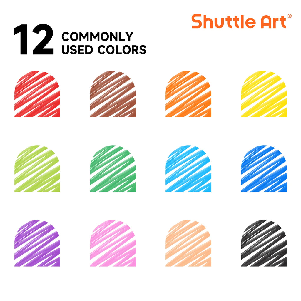 Shuttle Art Retractable Dry Erase Markers, 12 Colors