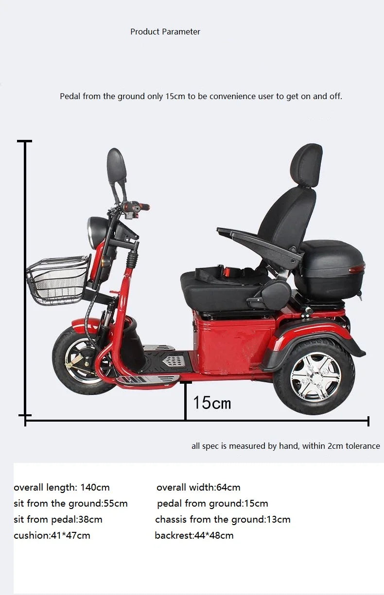 4-Wheel Mobility Scooter – 600W Motor, 40–50 km Range