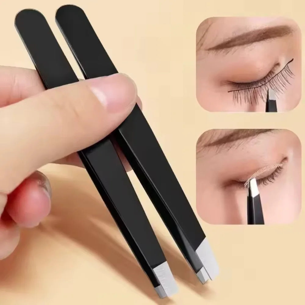 HISYI Stainless Steel Slanted Eyebrow Tweezers