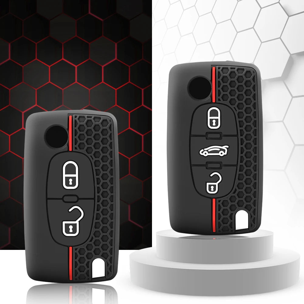 Silicone Flip Key Case Cover for Peugeot & Citroen
