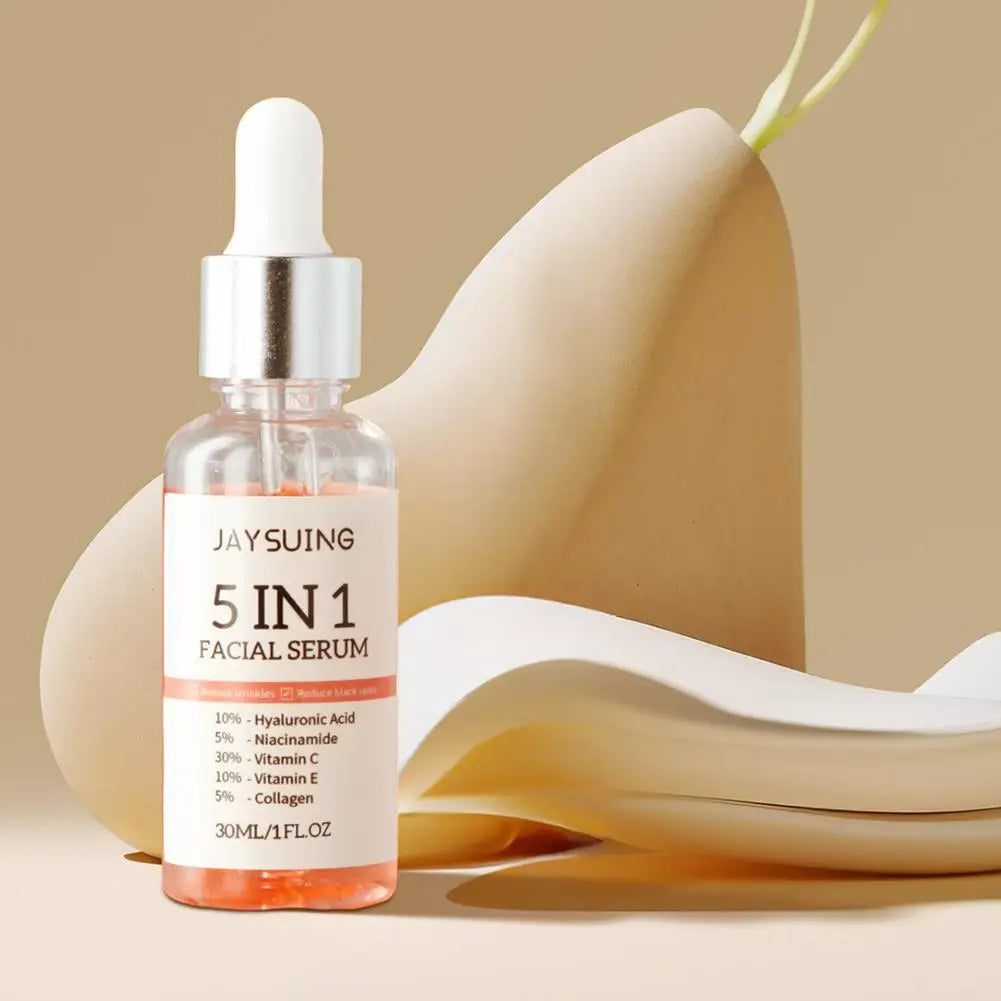 5-in-1 Vitamin C Brightening Face Serum — Hyaluronic Acid, Niacinamide & Collagen (30ml)