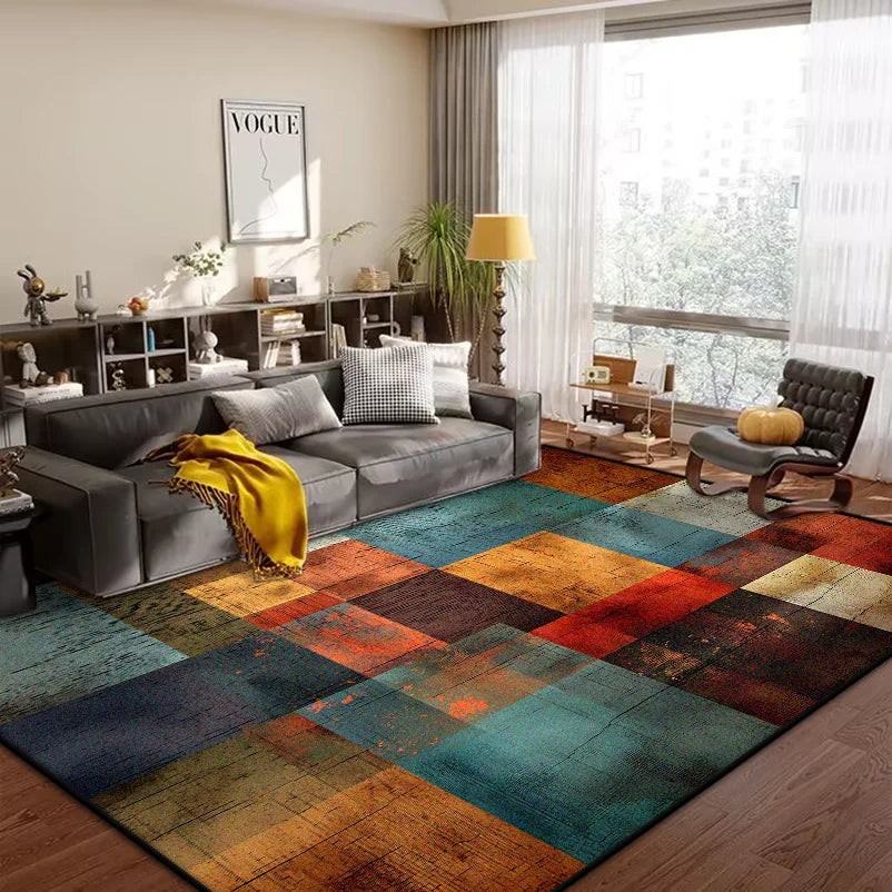 Geometric Abstract Large Area Rug – Non-Slip Custom Floor Mat for Living Room & Bedroom, 15 Colors & 15 Sizes