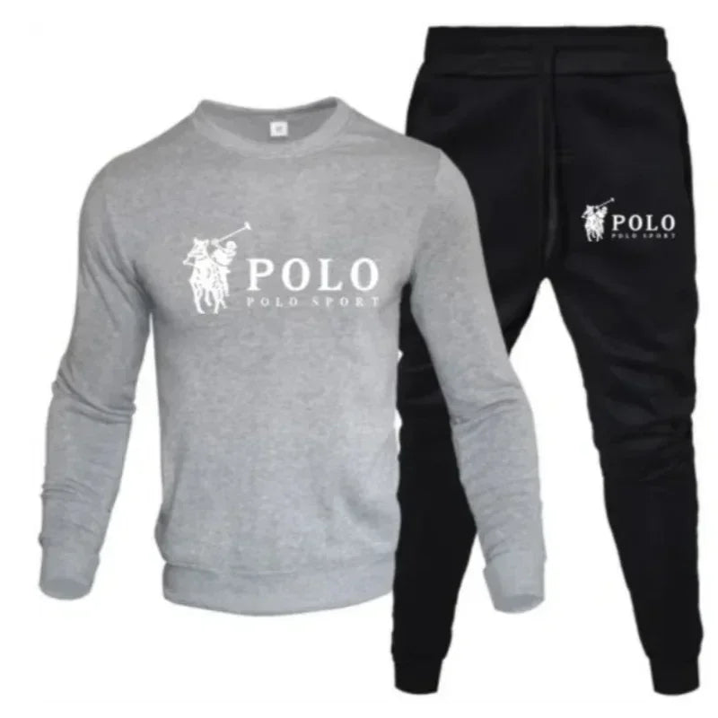 Men's Round-Neck Sweatshirt & Jogging Pants Set – Outdoor Fitness Casual Autumn Winter