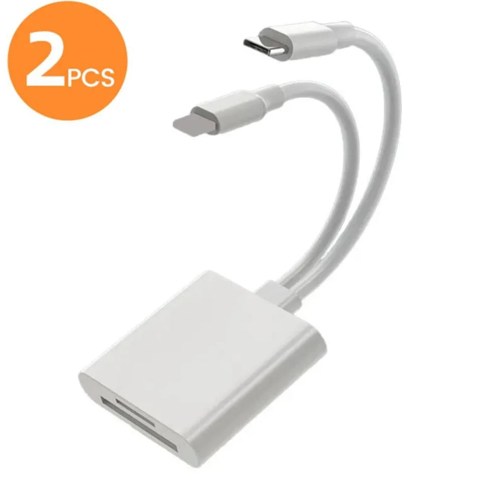 3-in-1 Lightning & USB-C SD/TF Card Reader Adapter – Camera Adapter for iPhone, iPad & USB Flash Drives
