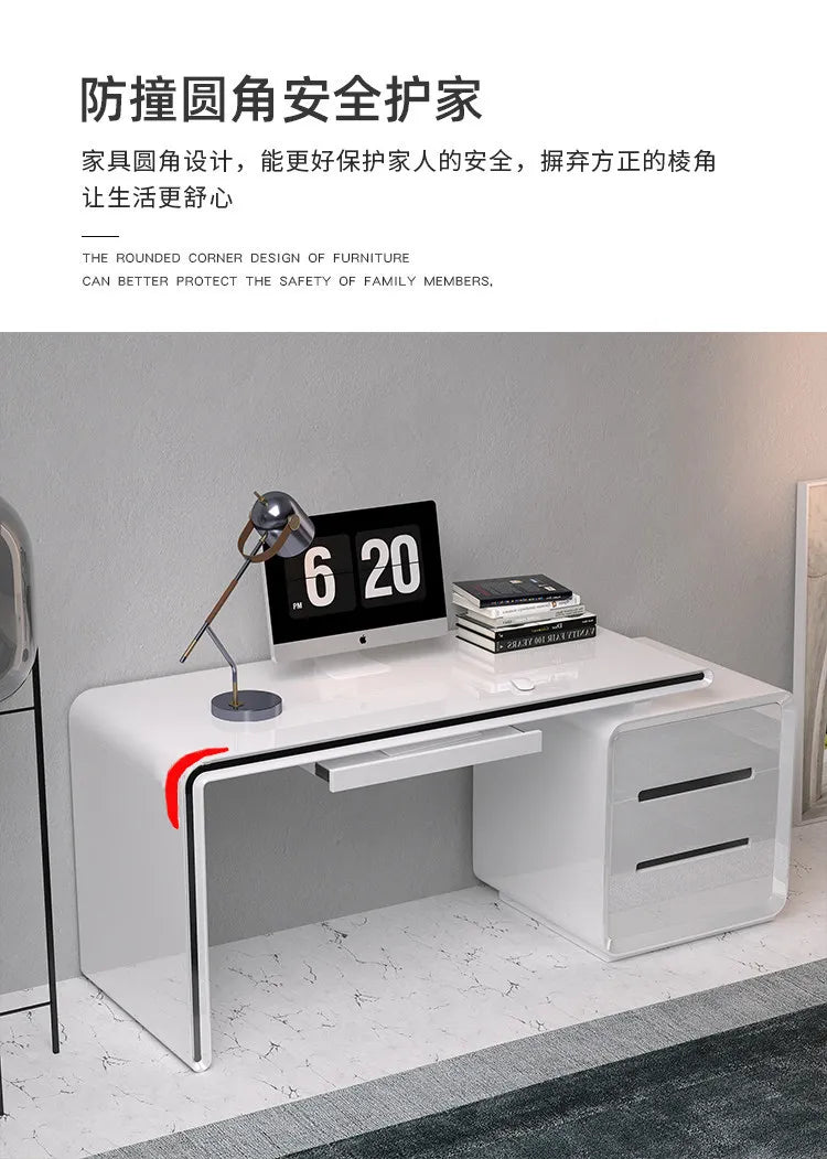 Modern Office Computer Desk with Cabinet & Keyboard Shelf — MDF Writing Workstation