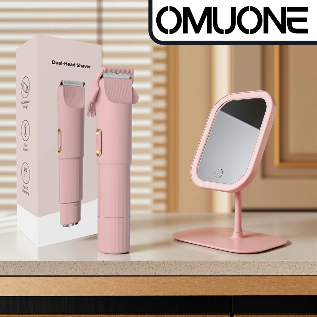 OMUONE Women's Double-Head Electric Epilator & Shaver – USB Rechargeable, 65-Min Runtime