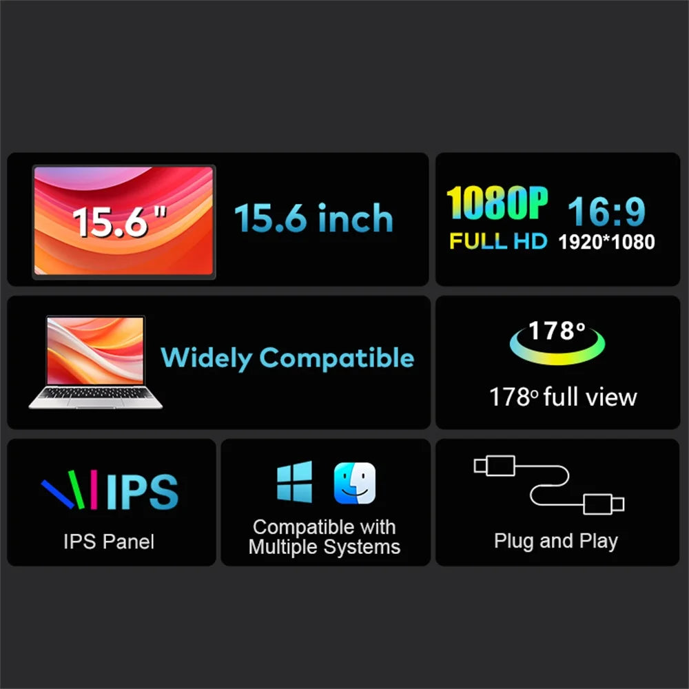 Dual Screen Laptop Extender – Portable IPS Displays