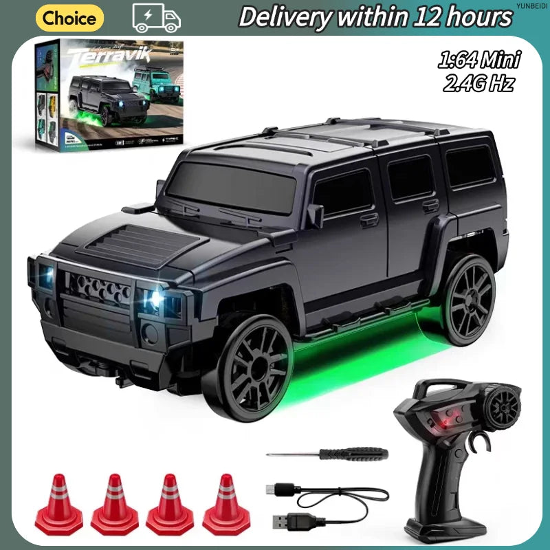 1/64 Scale Mini 4WD RC Drift Racing Car – Type-C Rechargeable Desktop Racer