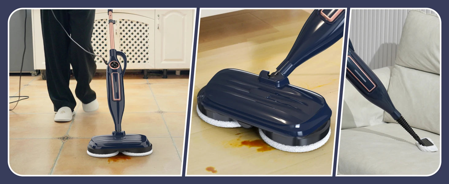 Devoac VM6 Steam Mop Cleaner — 10-in-1, 1300W, Rotating Spin Pad, 3 Steam Modes