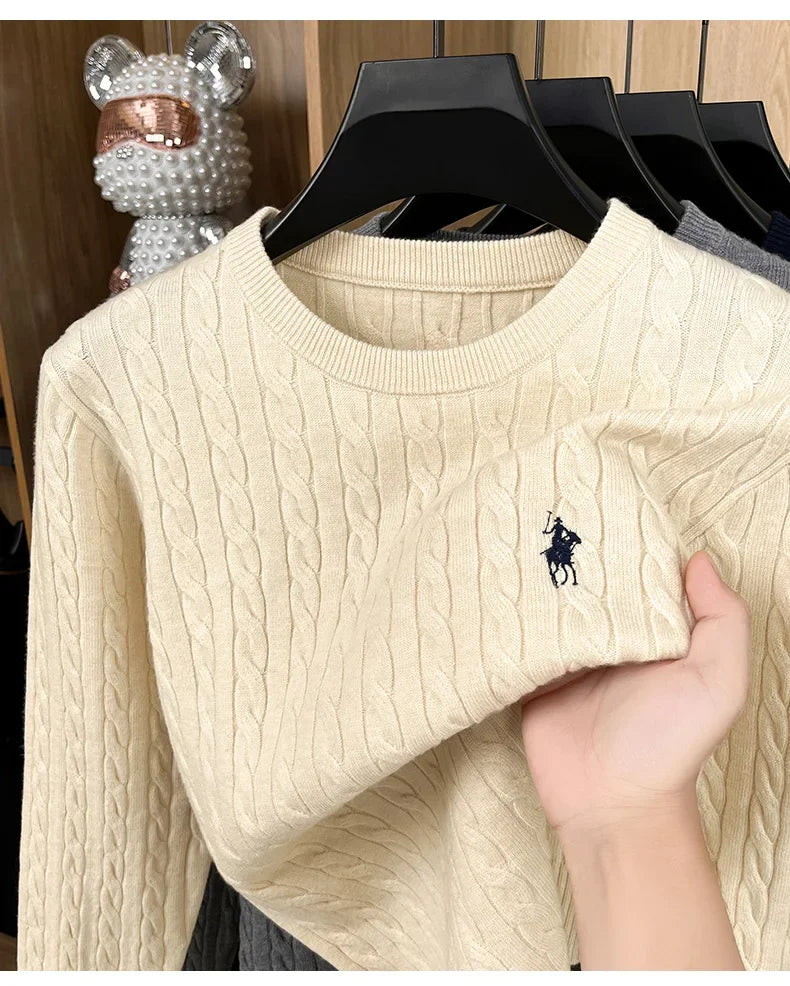 Men's Luxury Pony Embroidery Knit Sweater — Premium Detail Knitwear